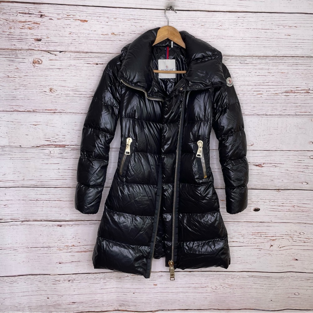 Moncler black Joinville long quilted down jacket